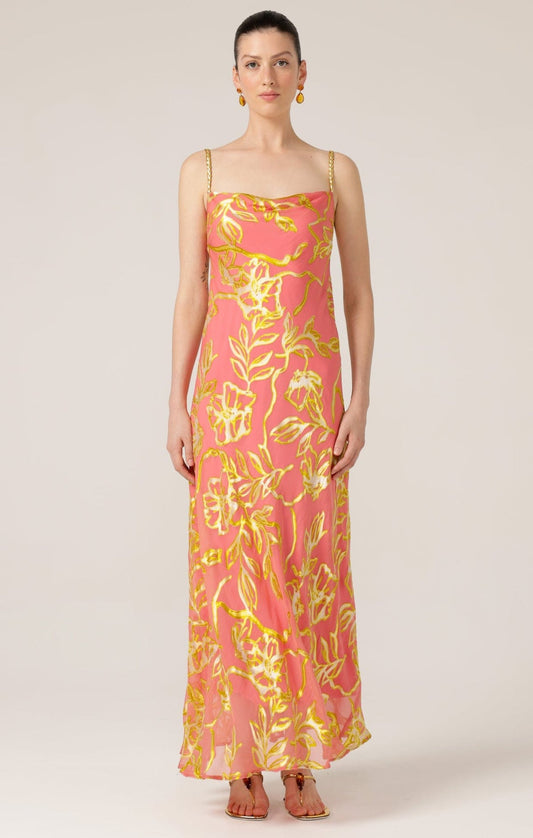 Sacha Drake Peach Pheasant Dress