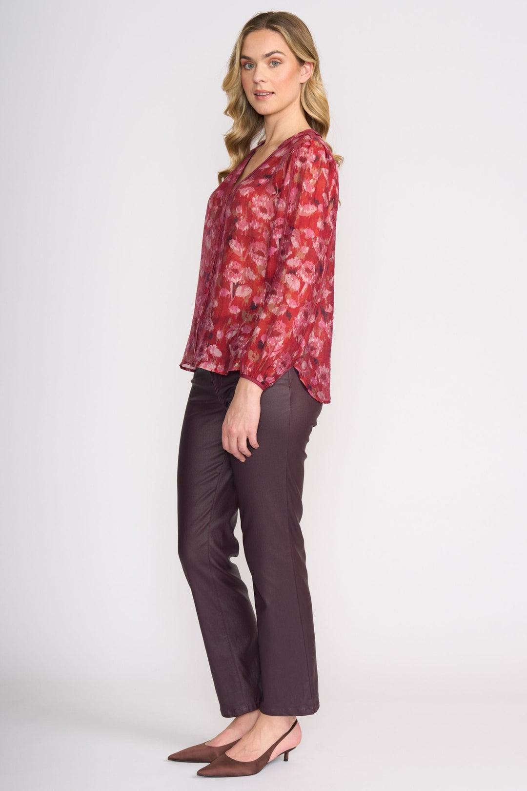Foil Pipeline Blouse Shadow Leaf/Winter Blooms