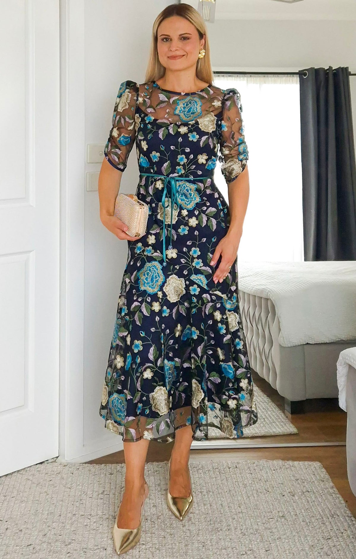 Sacha Drake Cardelina Dress in Navy/Aqua