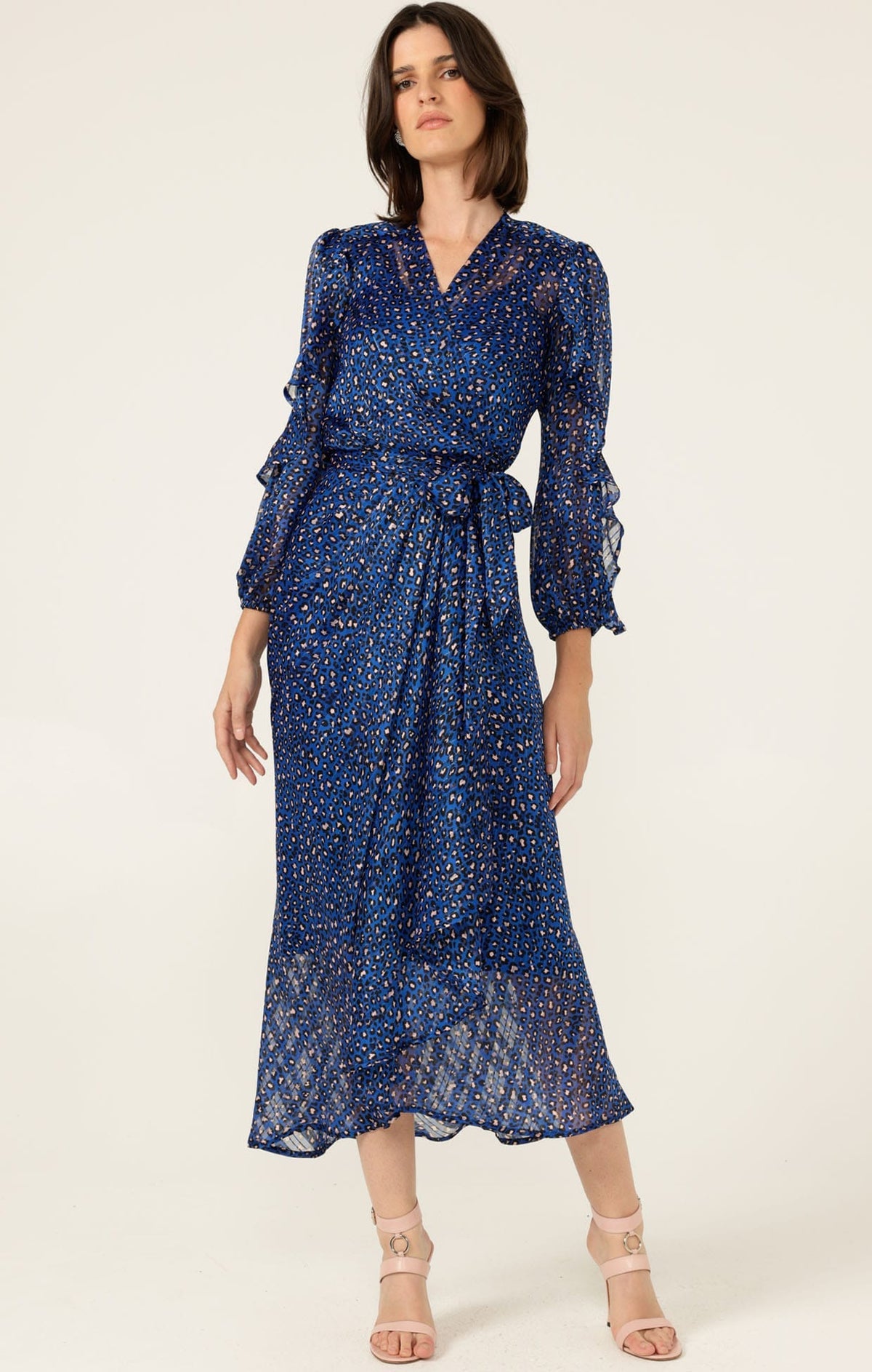Sacha Drake Shona Midi Wrap Dress - Cobalt & Pink