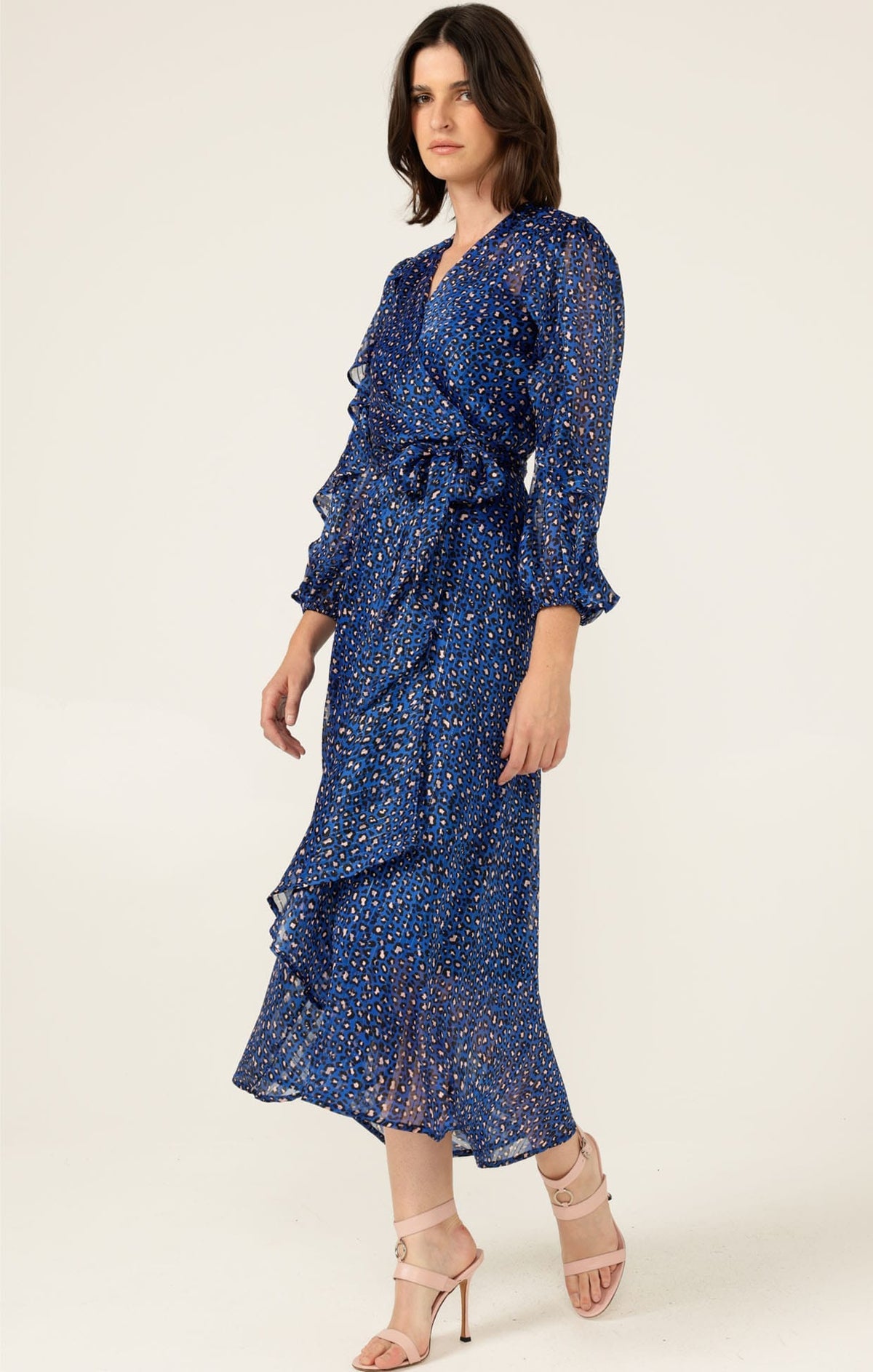 Sacha Drake Shona Midi Wrap Dress - Cobalt & Pink