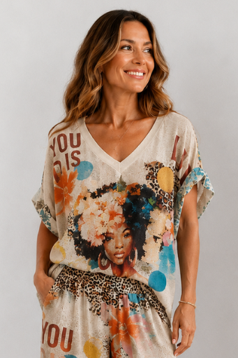 La Sofia Luna shimmer shirt leopard Muse