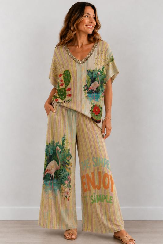 La Sofia Palazzo shimmer pant golden fiesta ￼