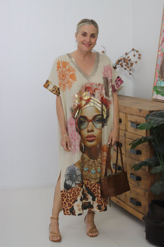 La Sofia Florence shimmer dress leopard lady ￼