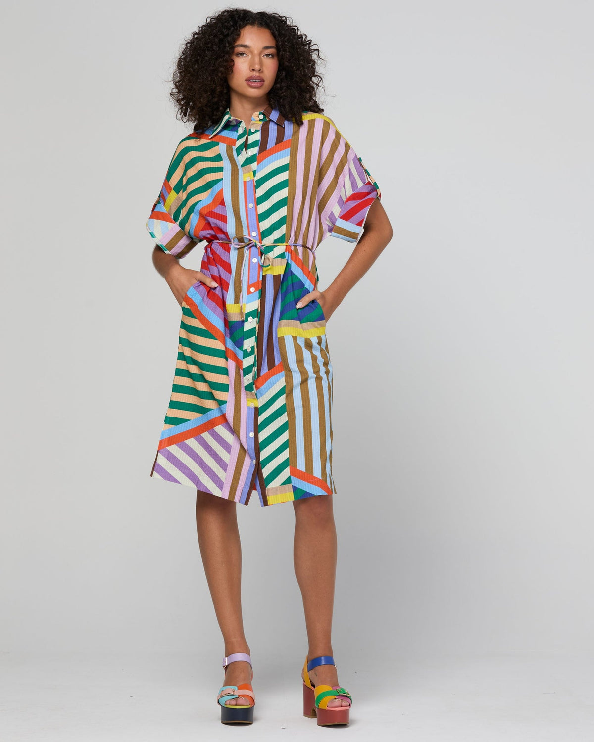 Boom Shankar Maui Shirt Dress Liquorice Stripe