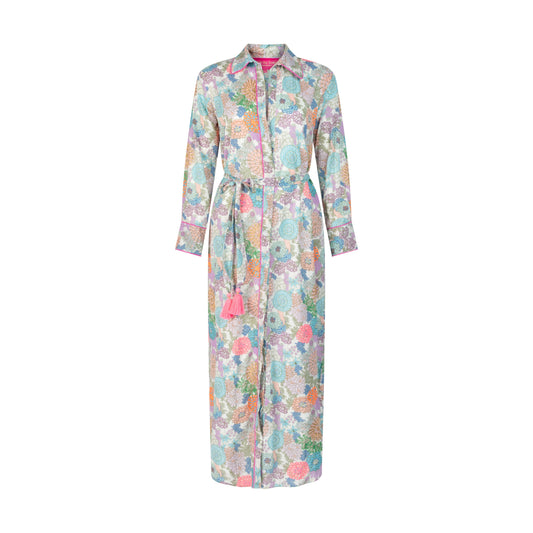 Place Du Soleil Green Rosa Blue Buttondress Multi