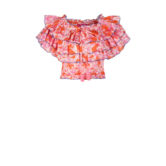 Place Du Soleil Orange Rosa Layer Top Cotton Multi