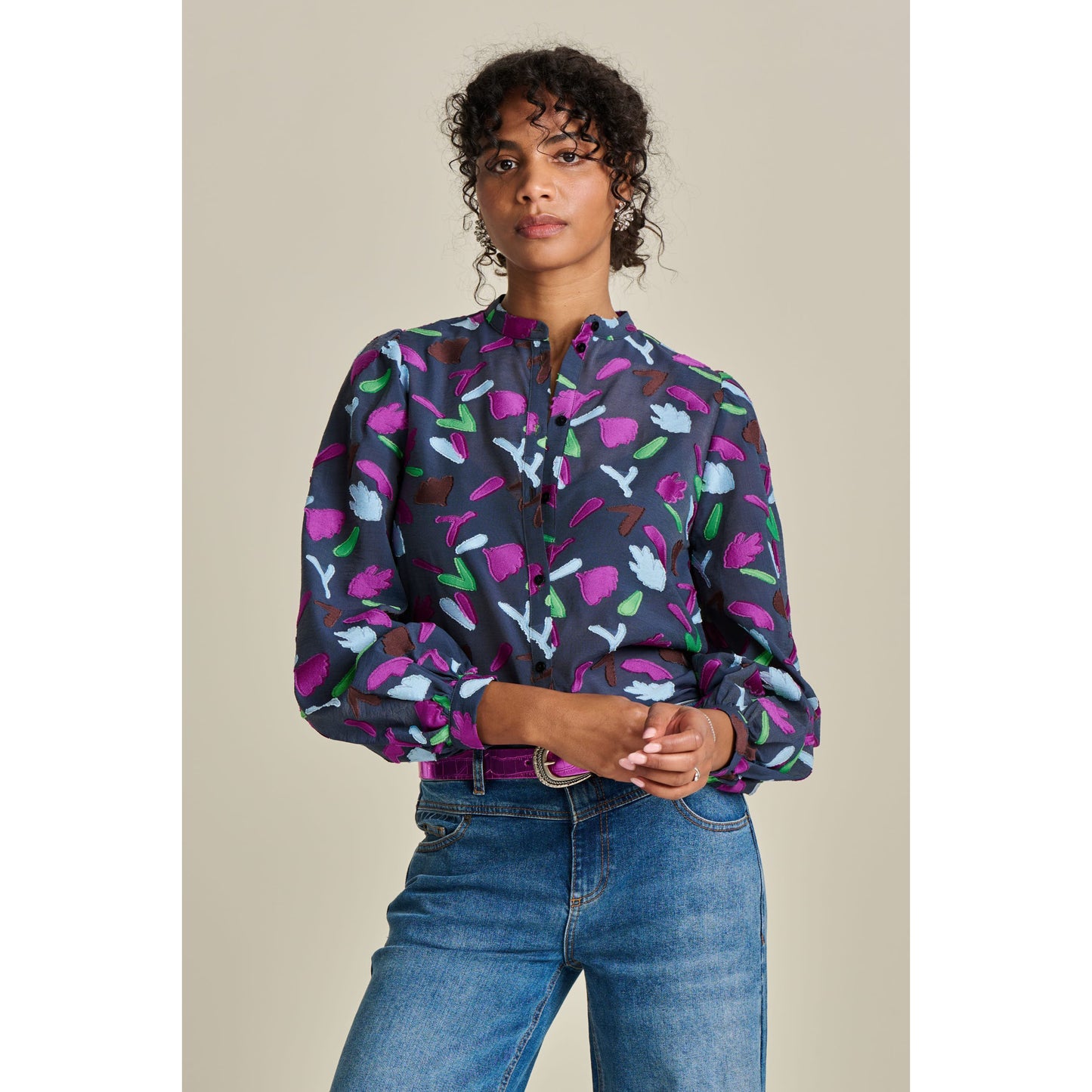 POM Featherfest Blue Blouse
