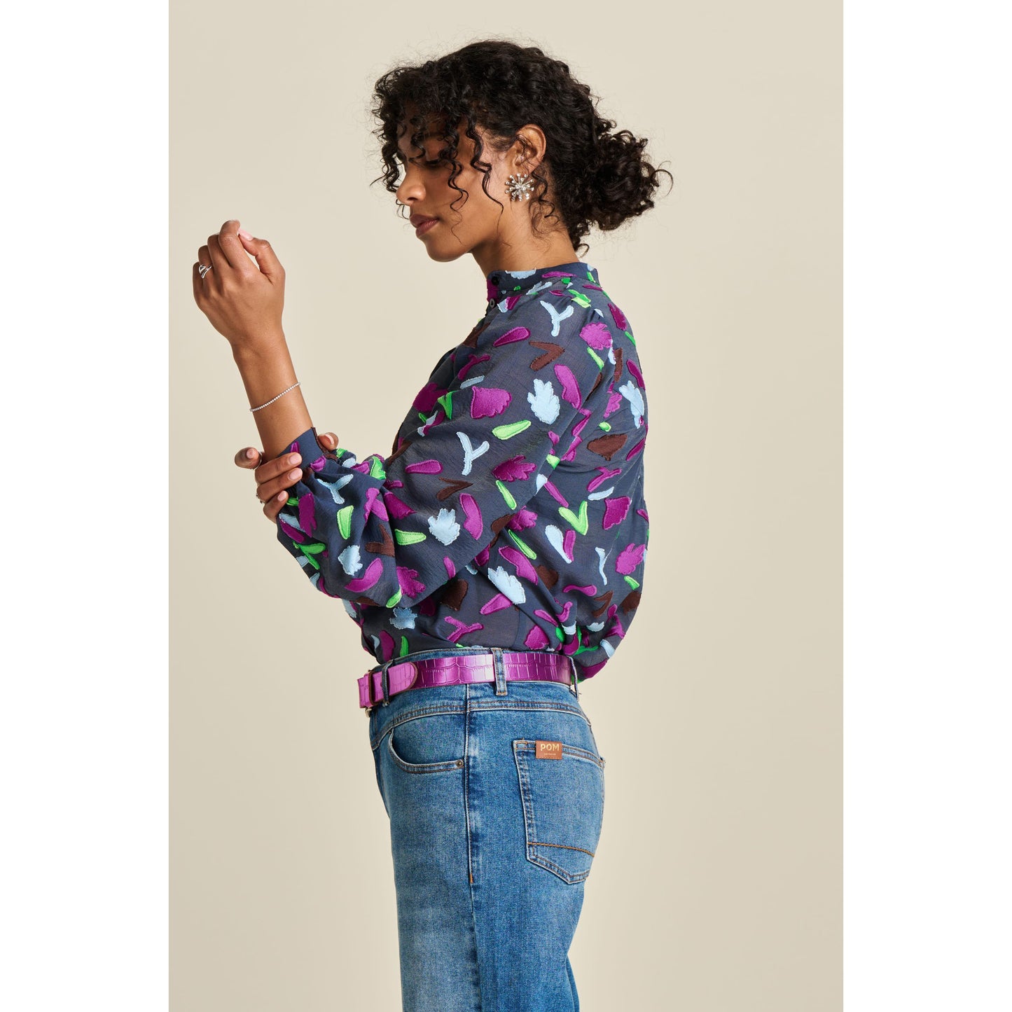 POM Featherfest Blue Blouse