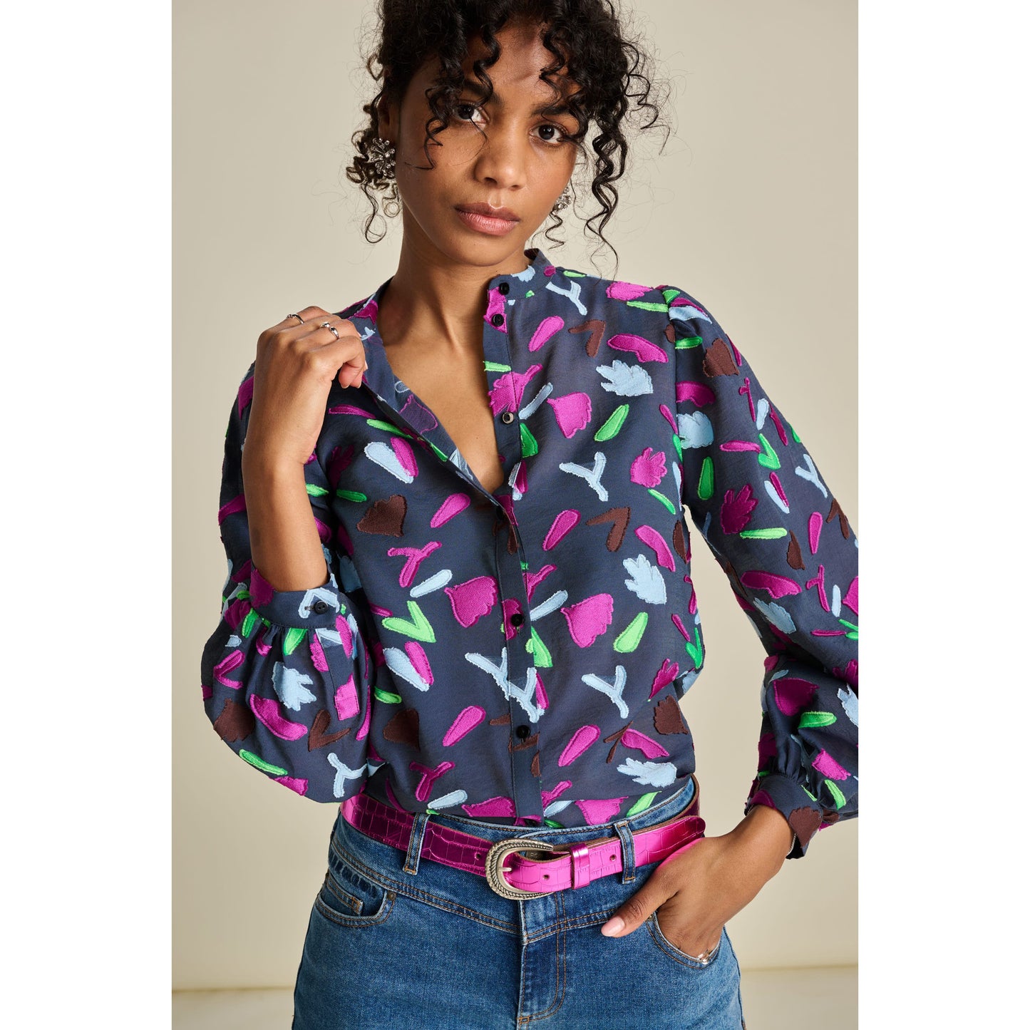 POM Featherfest Blue Blouse