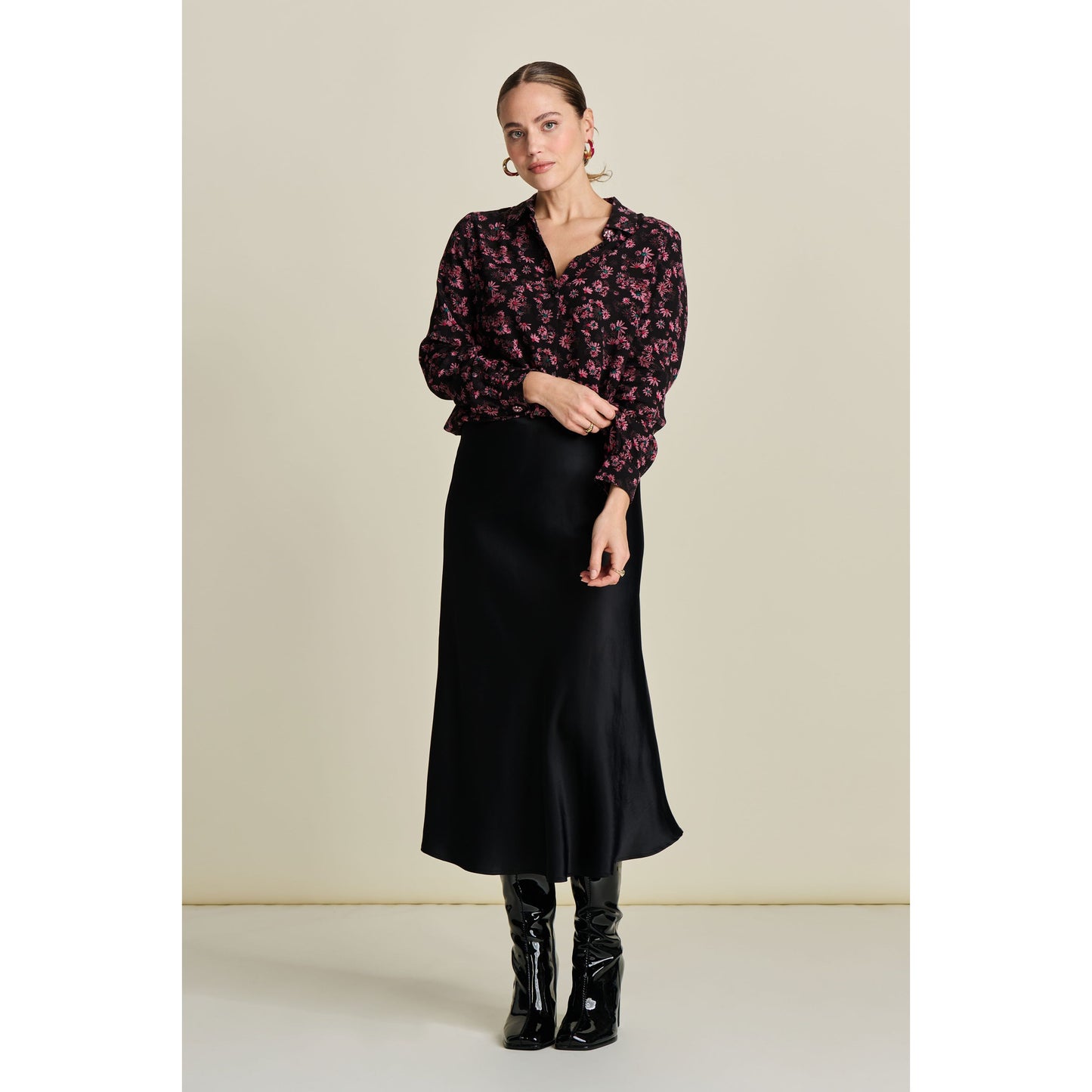 POM Black Satin Skirt