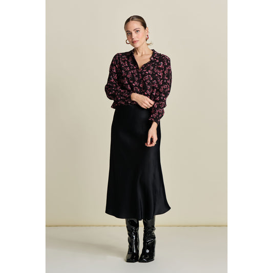 POM Black Satin Skirt