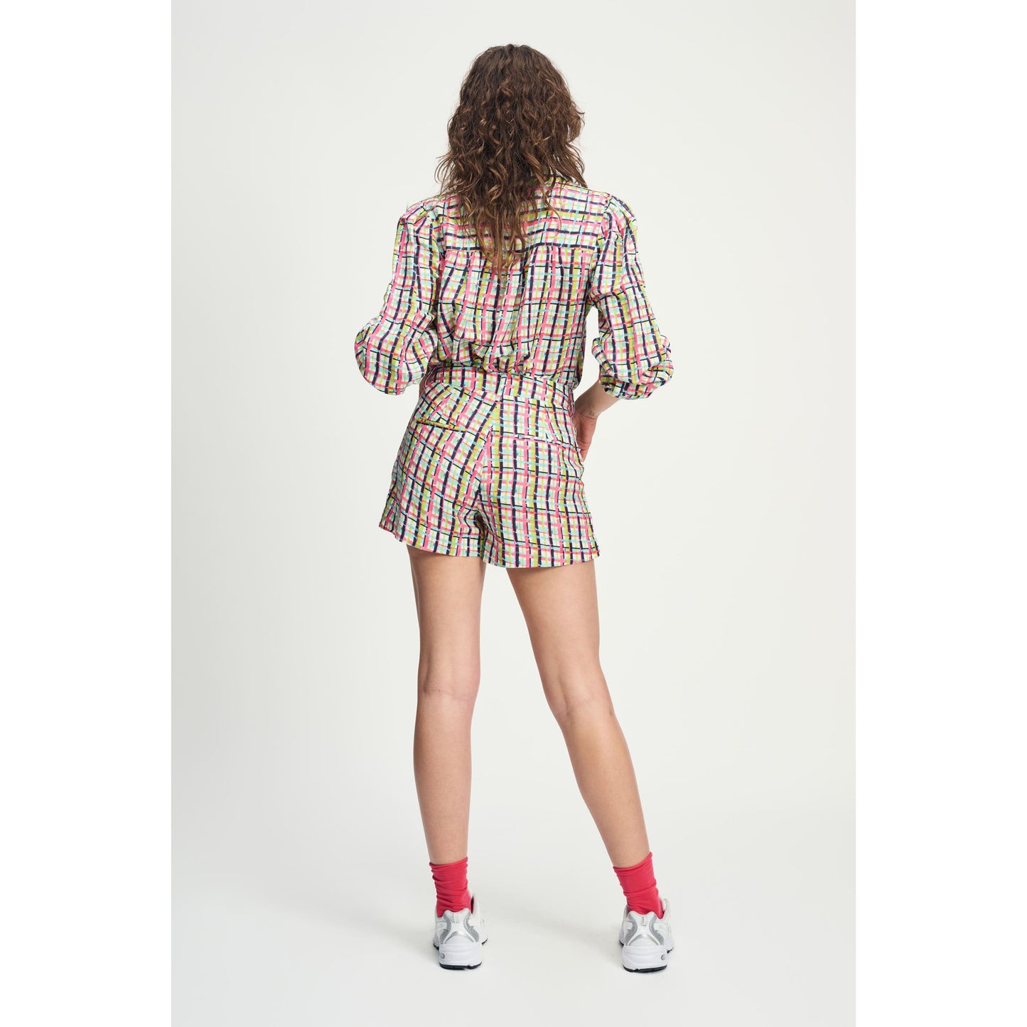 POM Shorts Brushwork Check Linen