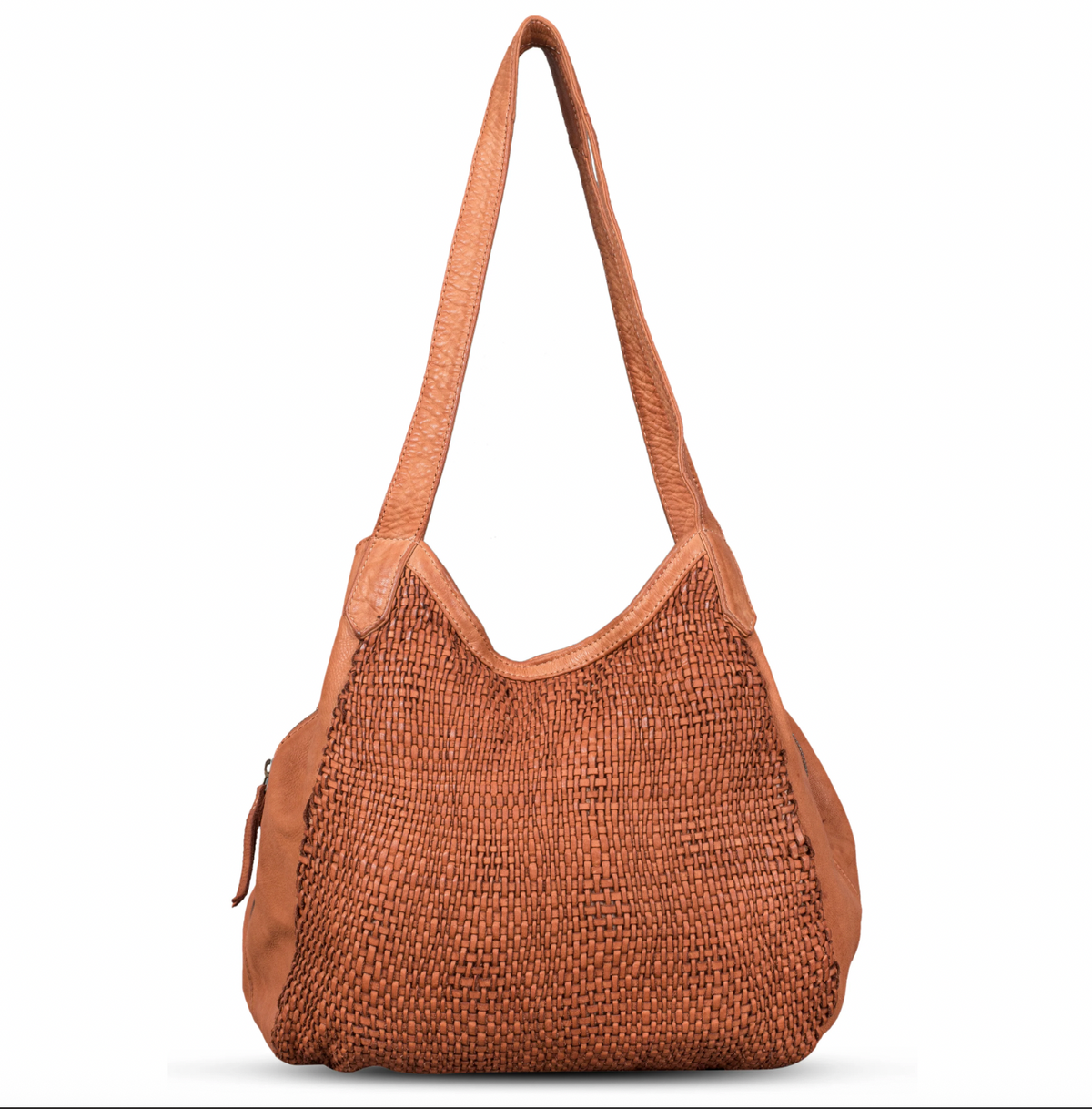 Mani Washed Leather Handwoven Handbag