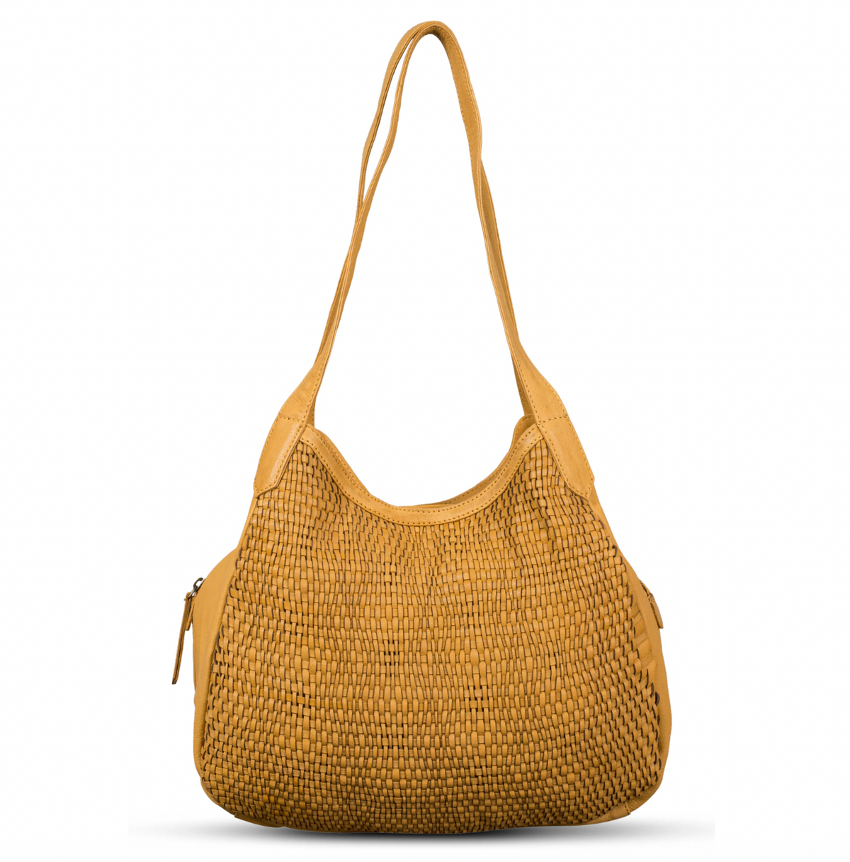 Mani Washed Leather Handwoven Handbag
