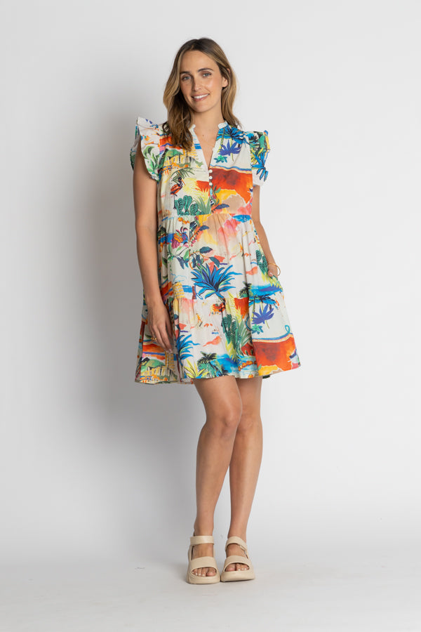 Lula Life Alba Ruffle Dress Print