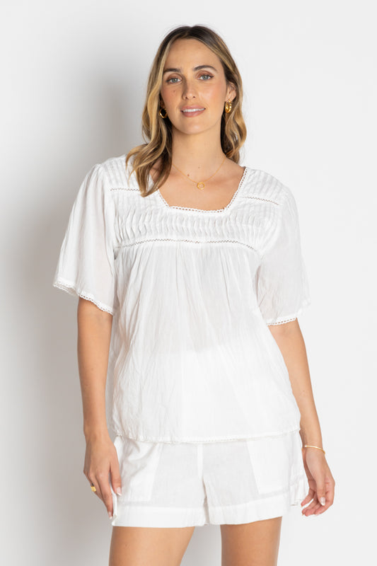 Lula Life Celeste Cropped White Top