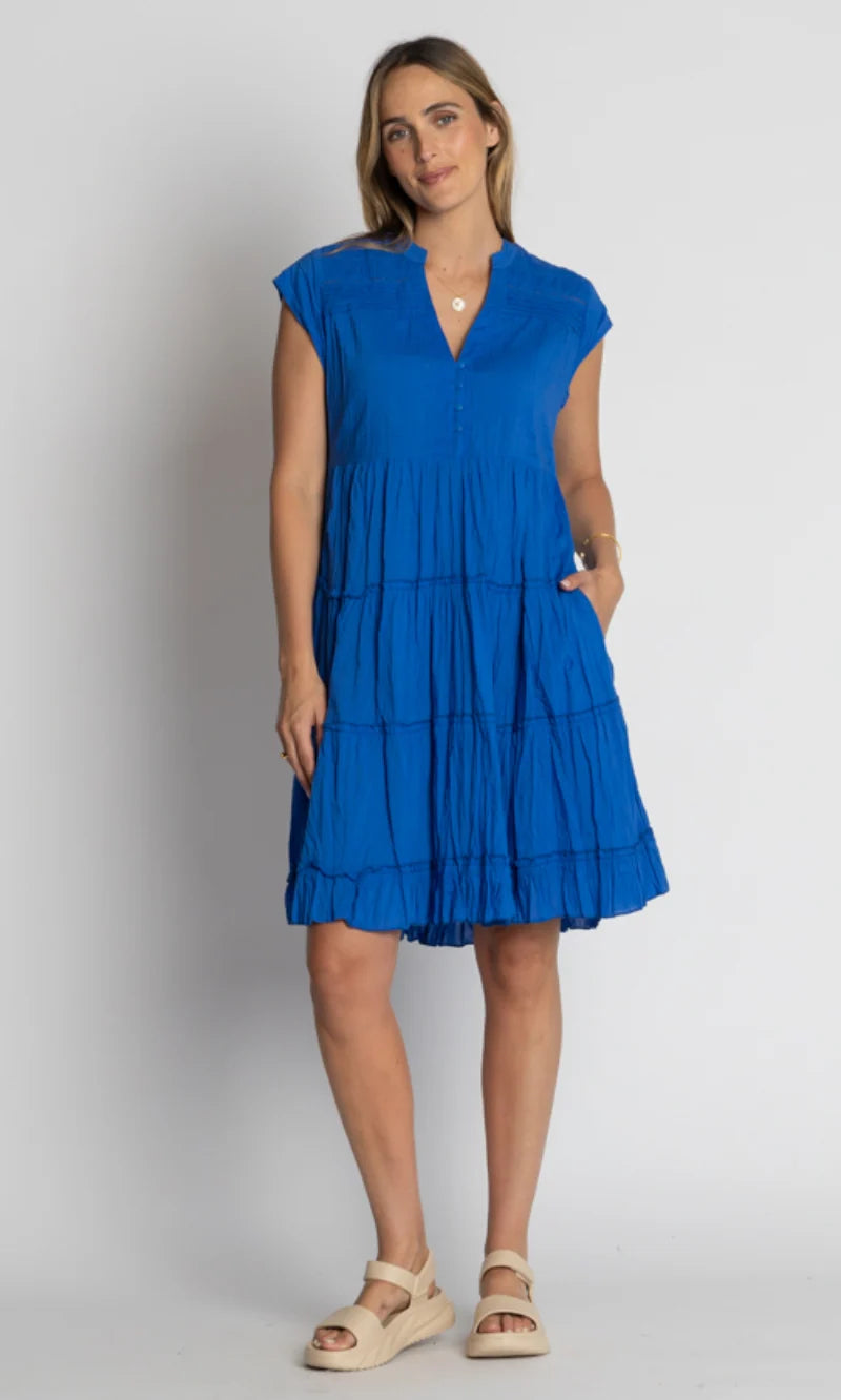 Lula Life Shayna Tiered Dress Geranium or Ocean